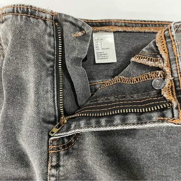 H&M Divided Black Denim Maxi Skirt High Waisted Column Front Vent Size 2 - Picture 7 of 11